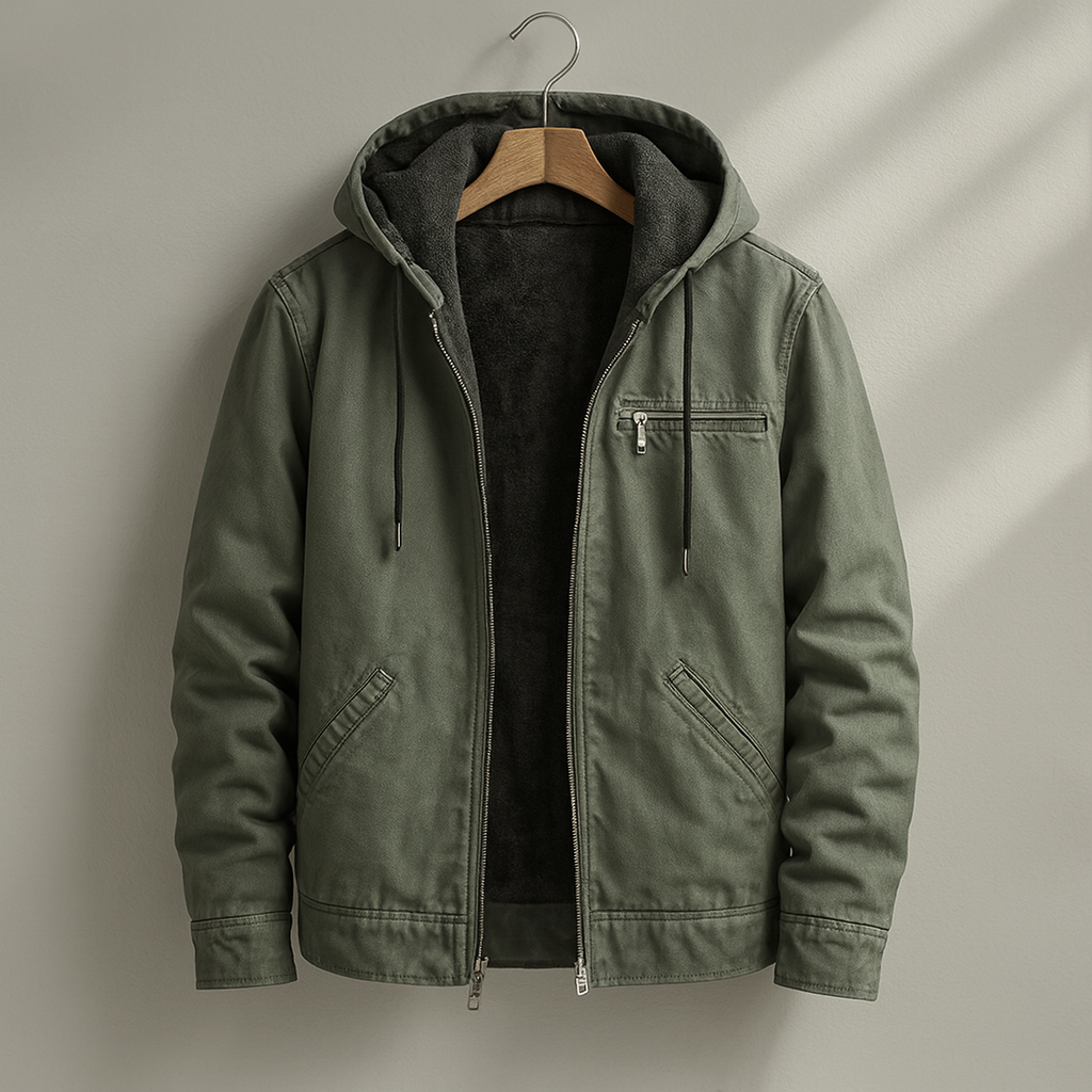 Blouson à Capuche et Fermeture Zippée Homme