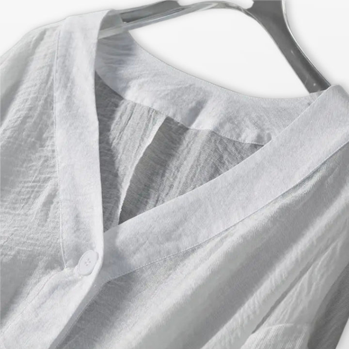 Blouse Ample Boutonnée Col V Femme