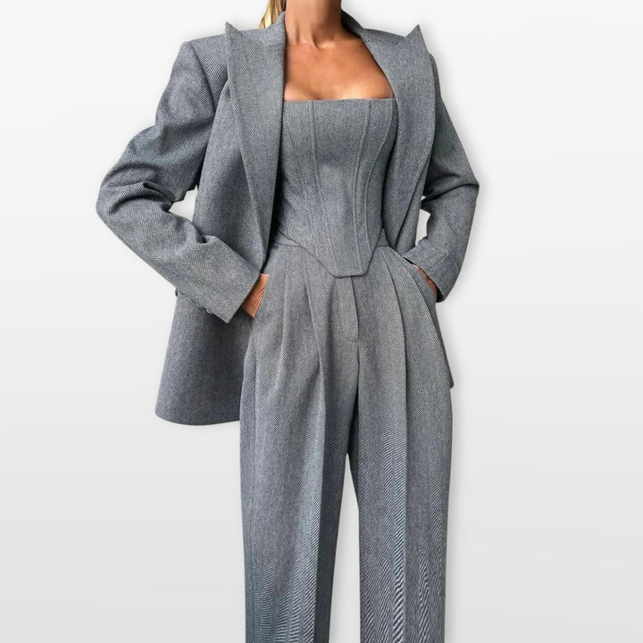 Ensemble Trois Pièces Tailleur Élégant Femme
