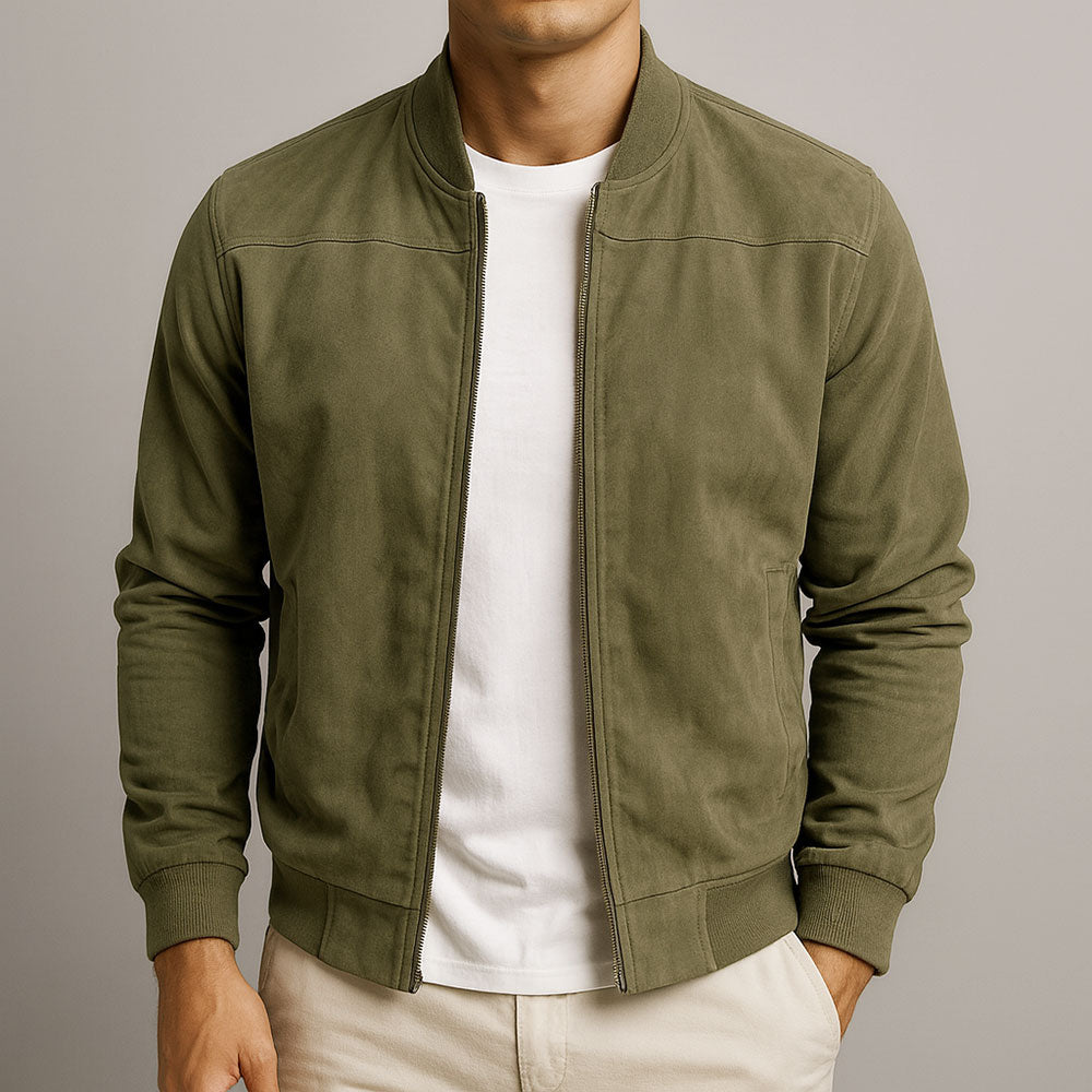 Blouson Zippé Effet Suédine Homme