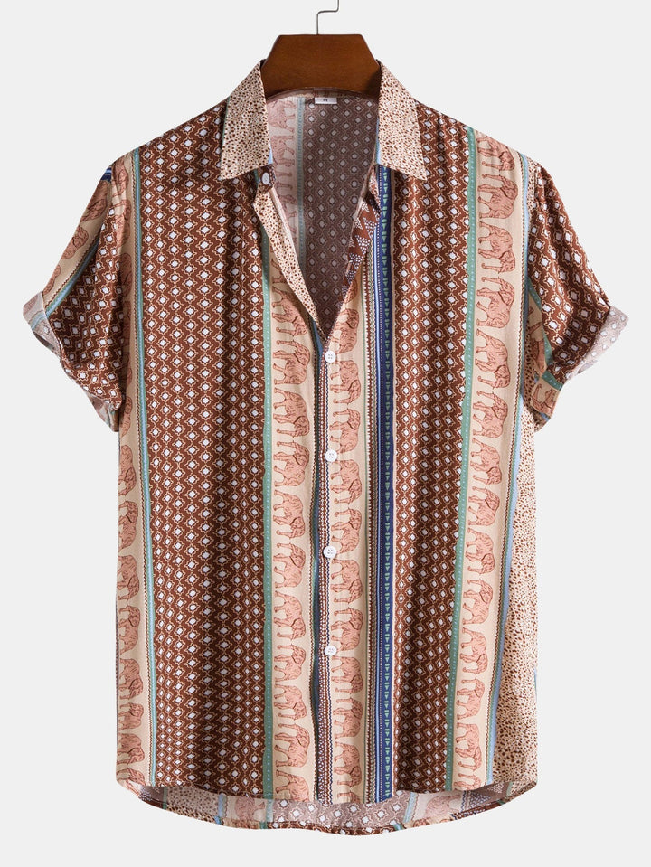 Chemise Imprimé Éléphant Décontractée Homme