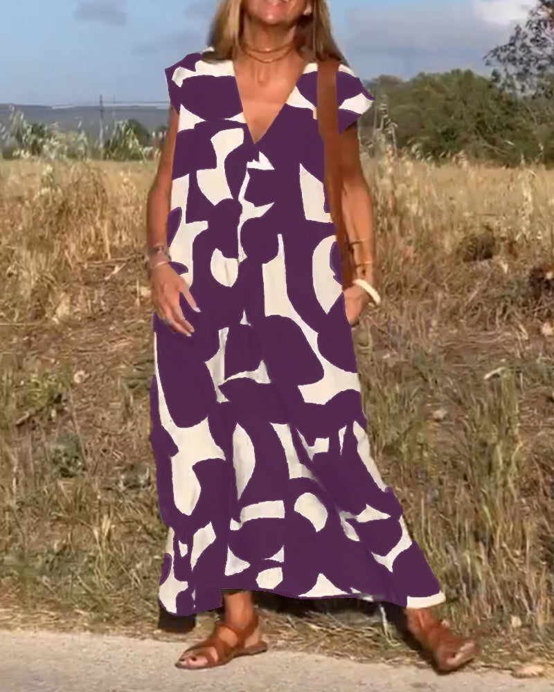 Robe Longue Imprimé Abstrait Femme