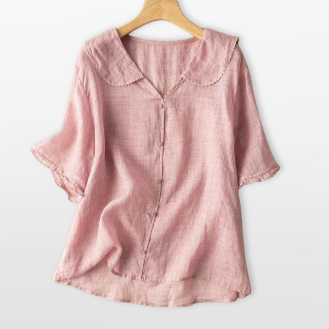Blouse Boutonnée Col Claudine Femme