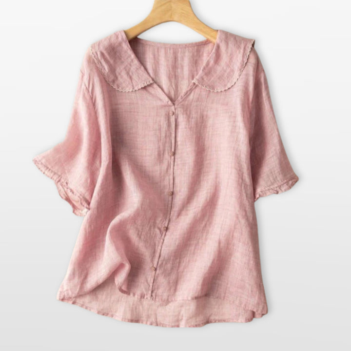 Blouse Boutonnée Col Claudine Femme