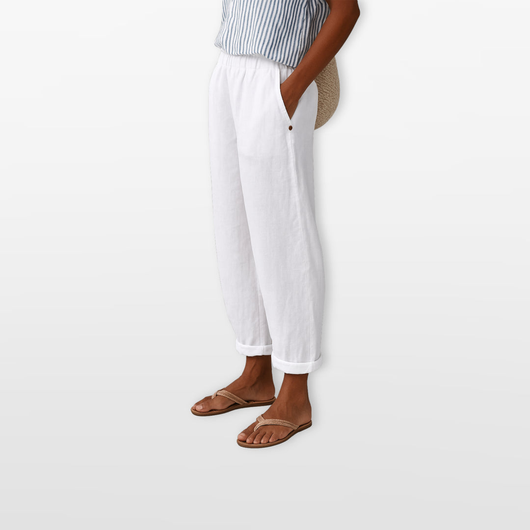Pantalon Ample Court Taille Élastique Femme