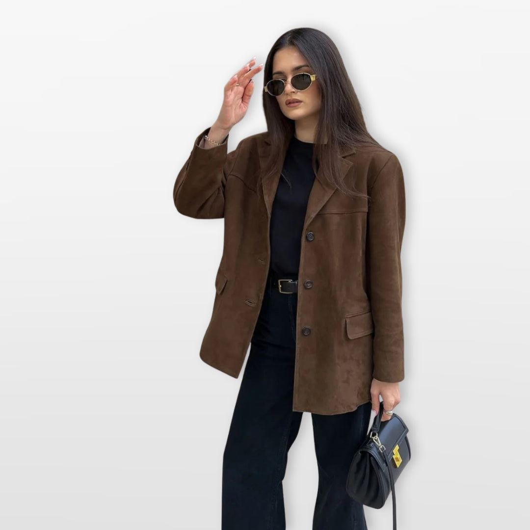 Blazer Suédine Coupe Ample Élégant Femme
