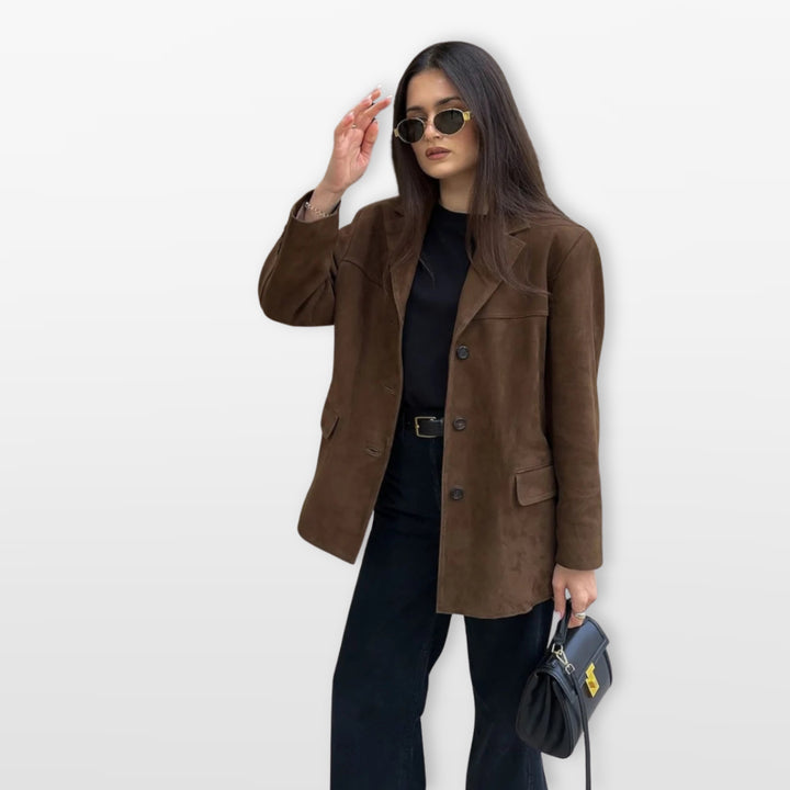 Blazer Suédine Coupe Ample Élégant Femme