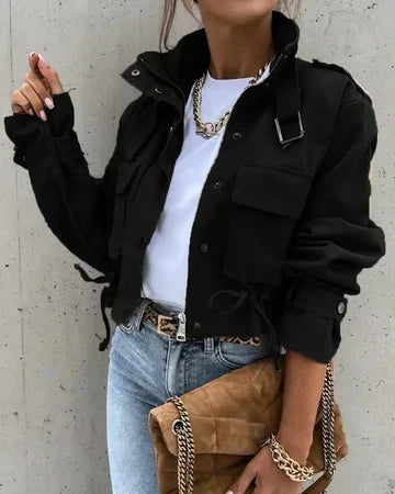 Veste Courte Imprimée à Capuche Femme