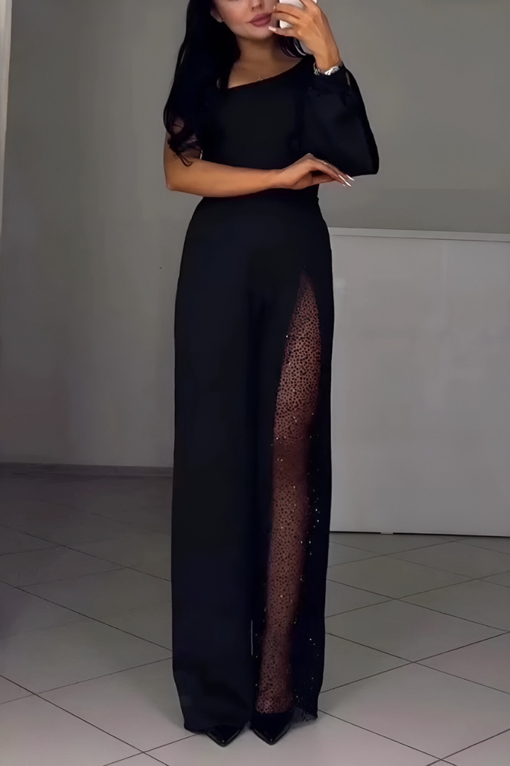 Combinaison Soirée Asymétrique à Jambe Large Femme
