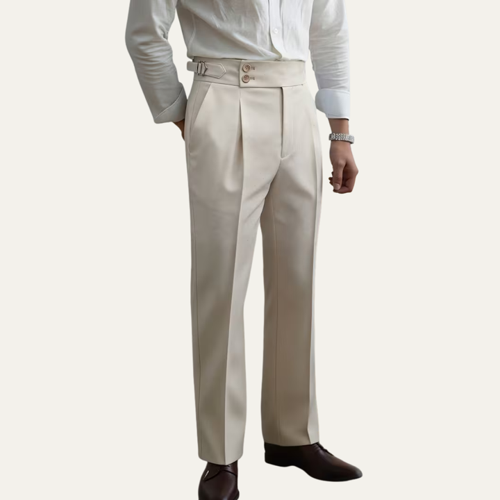 Pantalon Habillé à Plis et Boucles Latérales Homme