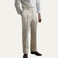 Pantalon Habillé à Plis et Boucles Latérales Homme