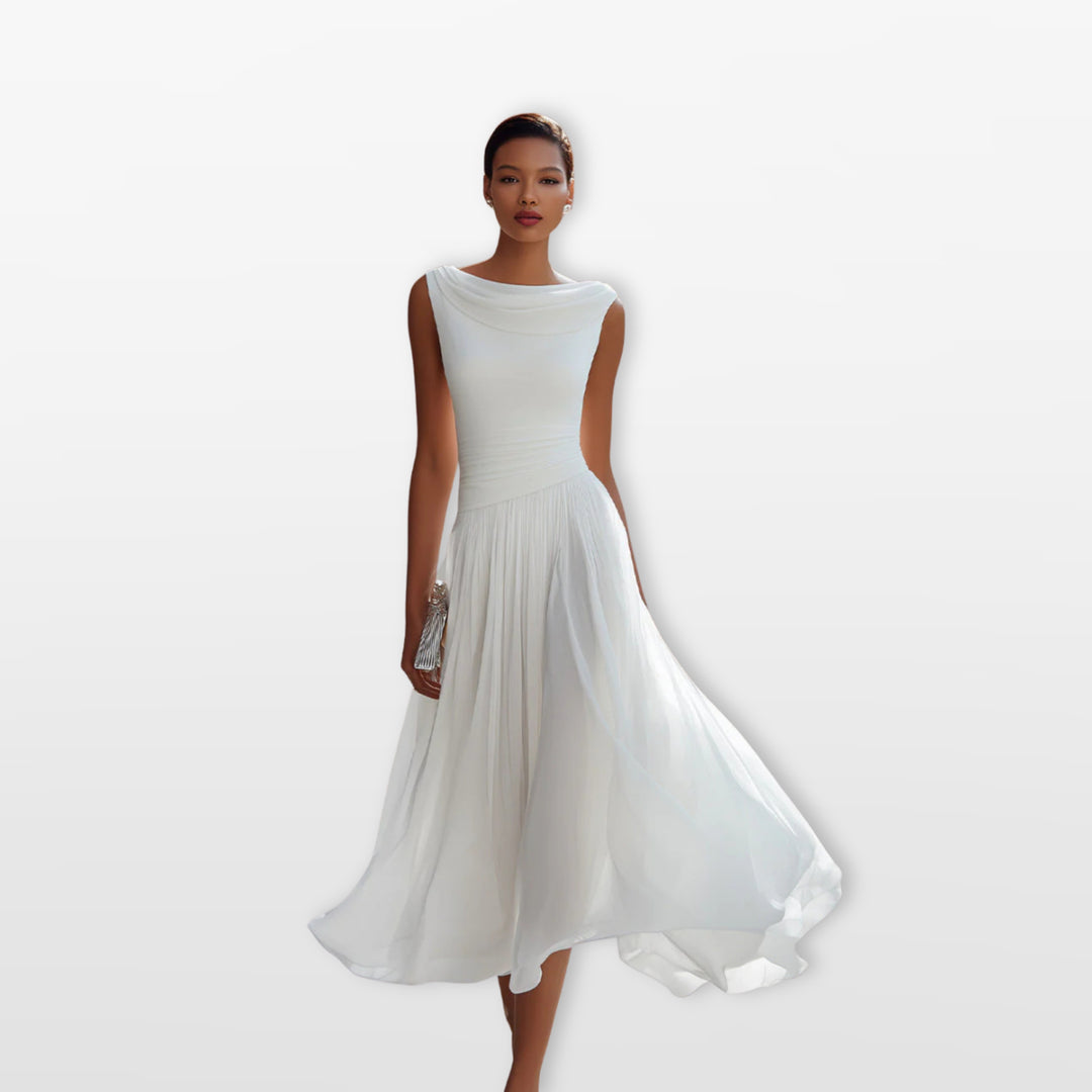 Robe Midi Plissée Élégante Femme