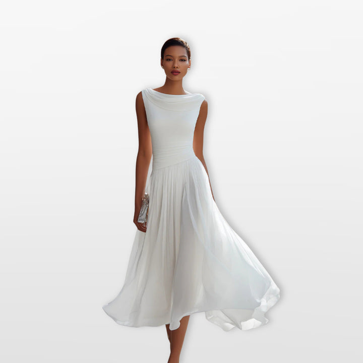 Robe Midi Plissée Élégante Femme