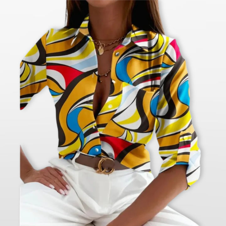 Chemise Imprimée Motifs Tendance Coupe Fluide Femme