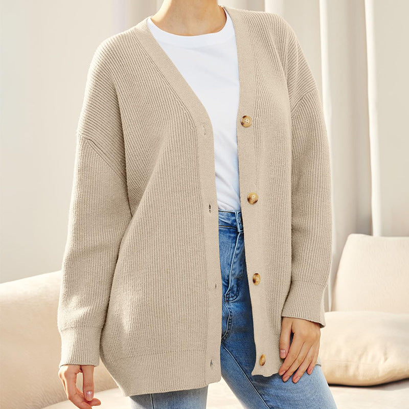 Gilet Long en Maille Boutonné Femme