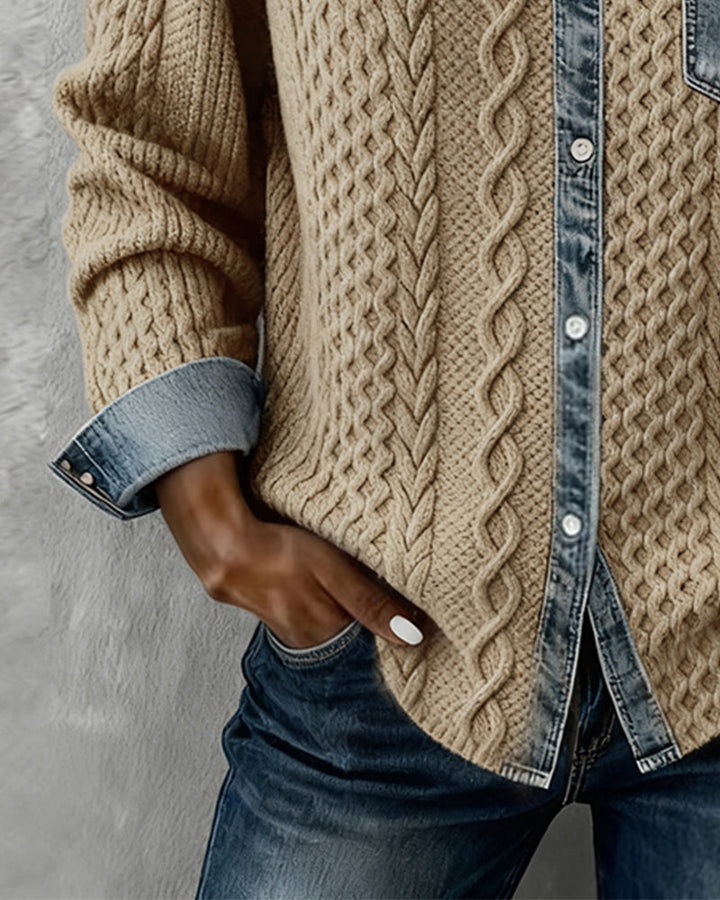 Chemise En Maille À Motifs Torsadés Femme