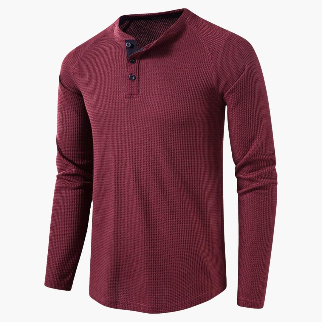T-shirt Manches Longues Col Tunisien Homme