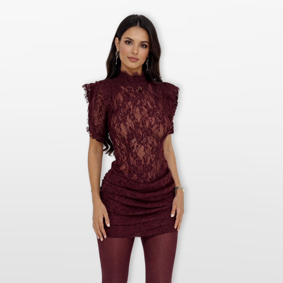 Robe Courte Dentelle Transparente Femme