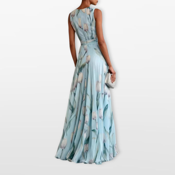 Robe Longue Fleurie Fluide Col V Femme
