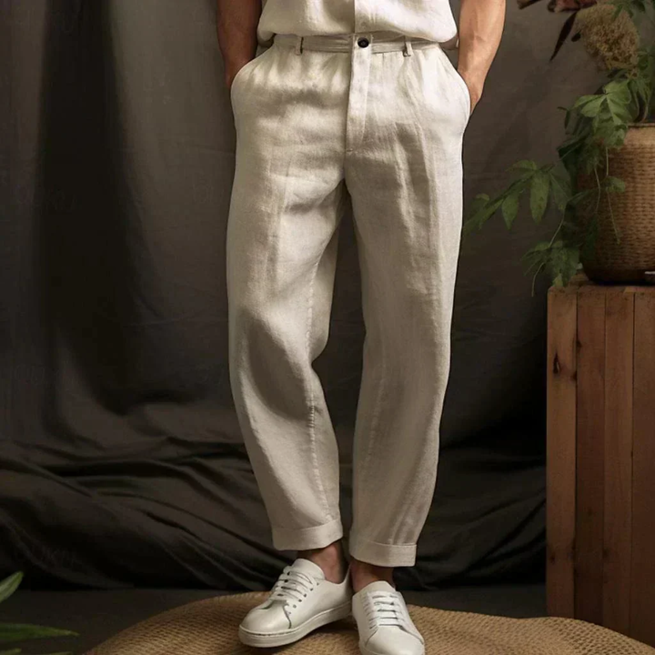 Pantalon Plissé à Coupe Fuselée Homme