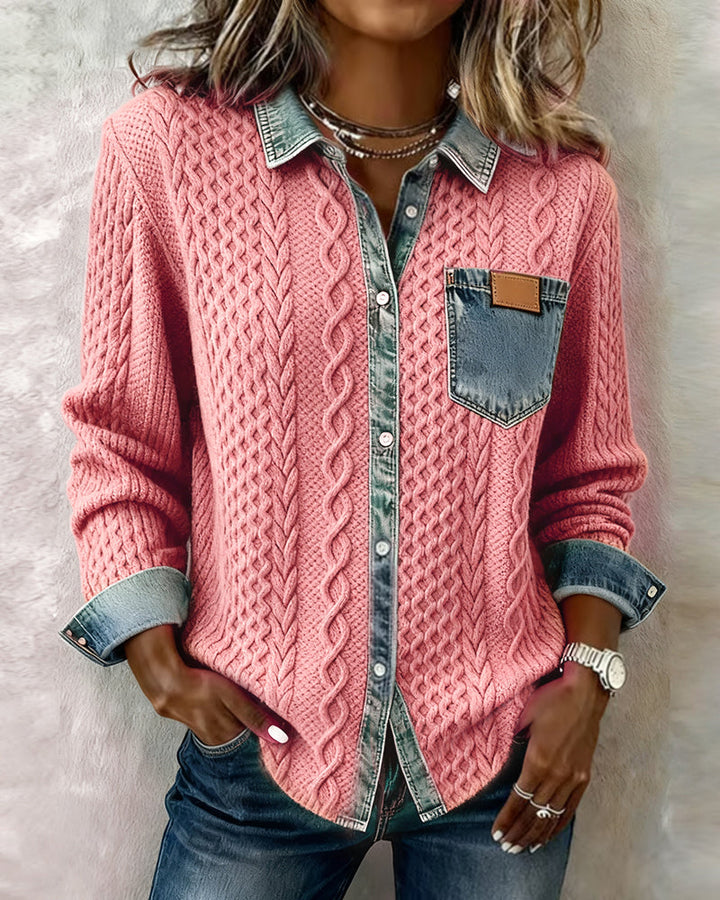 Chemise En Maille À Motifs Torsadés Femme