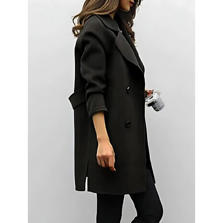 Trench Croisé à Revers Larges Femme