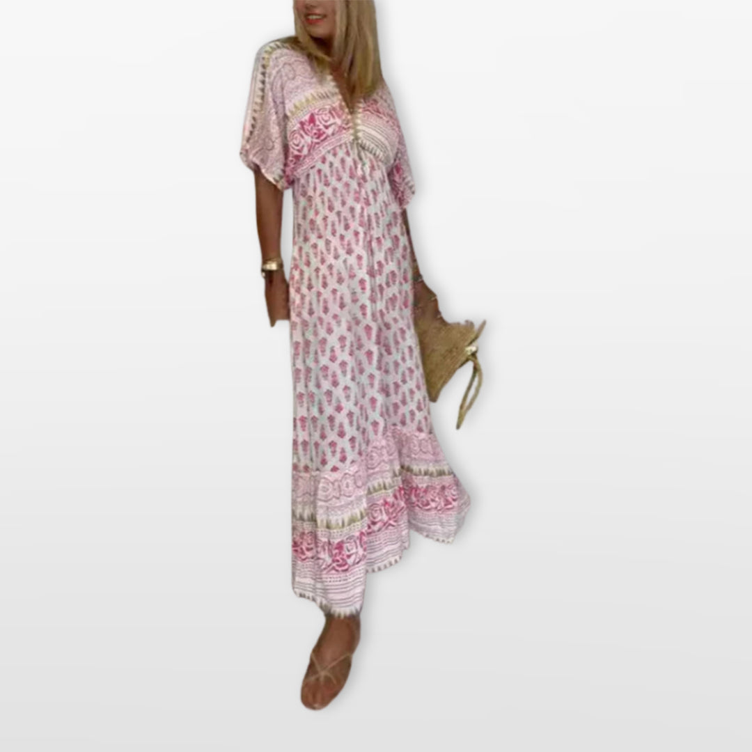 Robe Longue Bohème Imprimée Fluide Femme