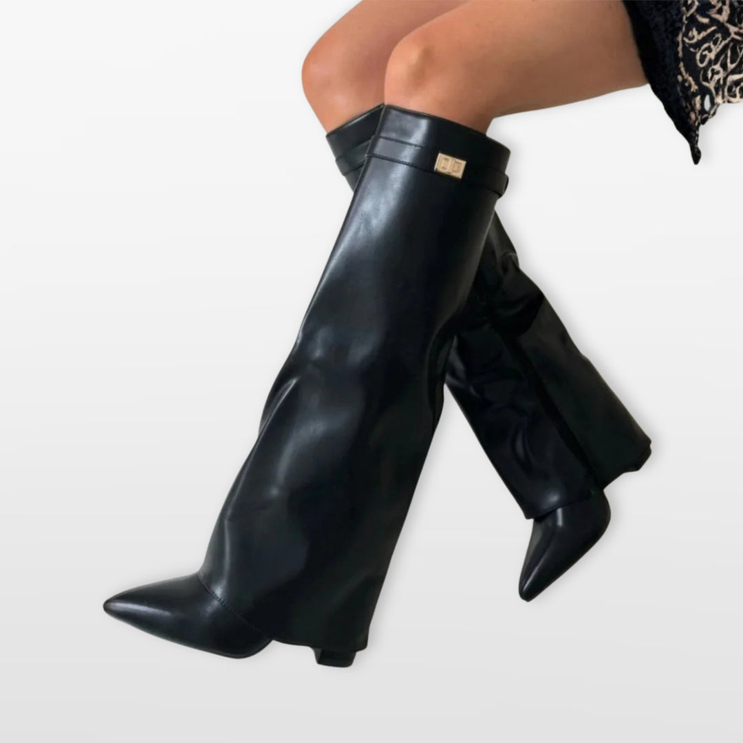 Bottes Hautes Bout Pointu Talon Bloc Femme