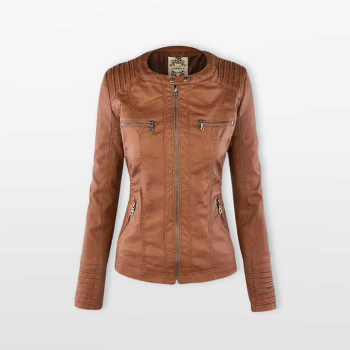 Veste Ajustée Zippée Style Moto Femme