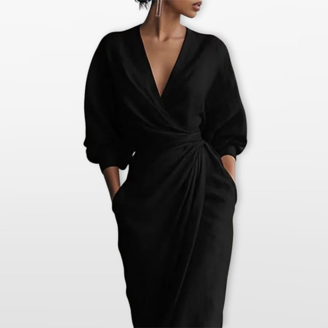 Robe Longue Drapée Élégante Femme