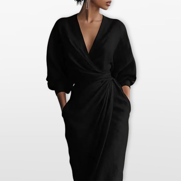 Robe Longue Drapée Élégante Femme