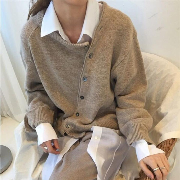 Cardigan Asymétrique à Boutons Femme