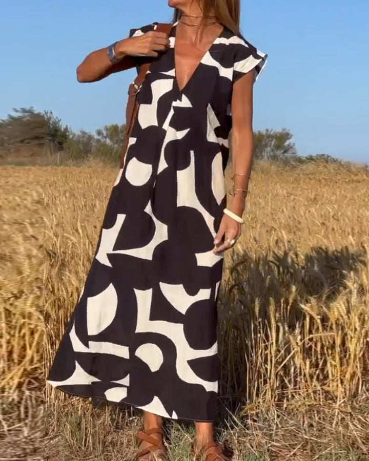 Robe Longue Imprimé Abstrait Femme