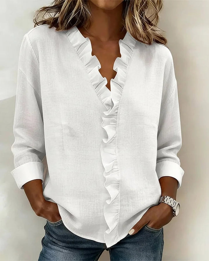 Blouse À Volants Manches Longues Femme