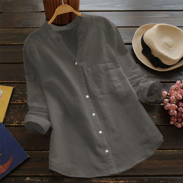 Chemisier Col Mao Casual Femme