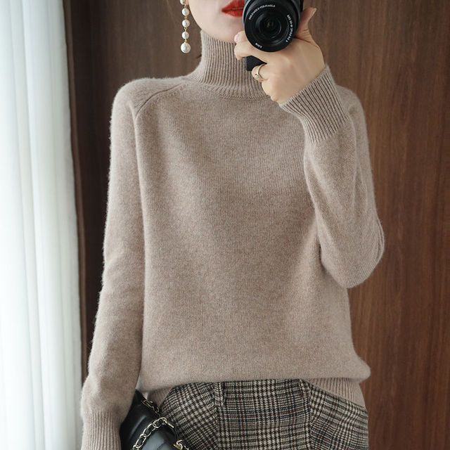 Pull Col Roulé à Manches Longues Femme