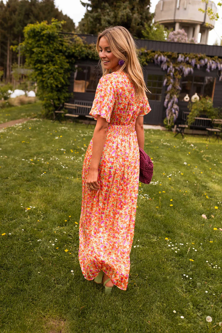 Robe Maxi Fleurie Col V Femme