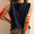 Pull à Empiècements Graphiques Col Rond Femme