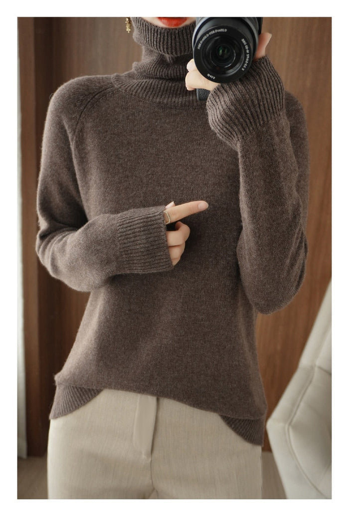Pull Col Roulé à Finitions Côtelées Femme