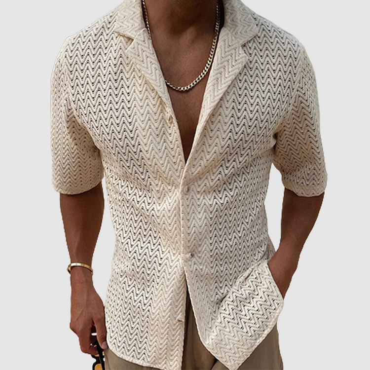 Chemise Ajourée à Manches Courtes Homme