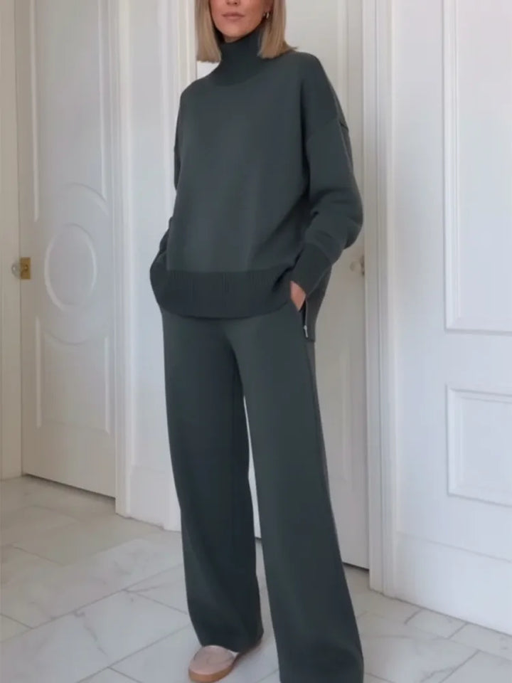 Ensemble Col Roulé Et Pantalon Large Femme
