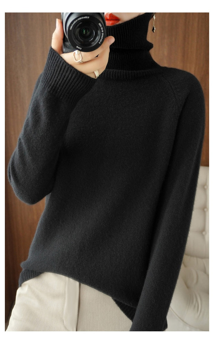 Pull Col Roulé à Finitions Côtelées Femme