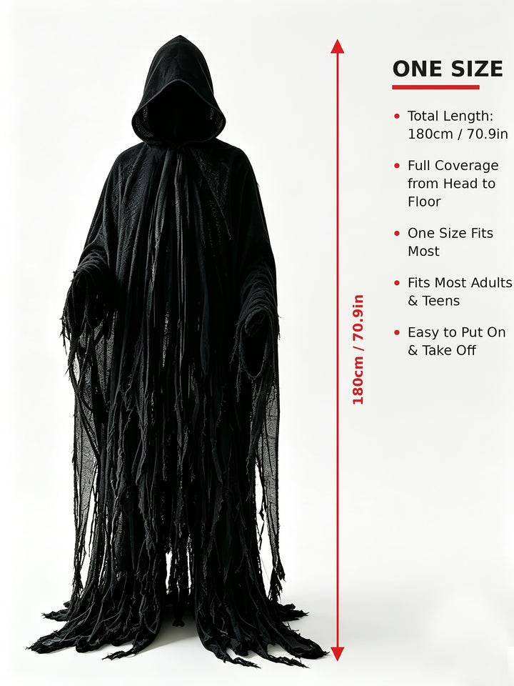 Cape Halloween à Capuche Effet Déchiré Homme