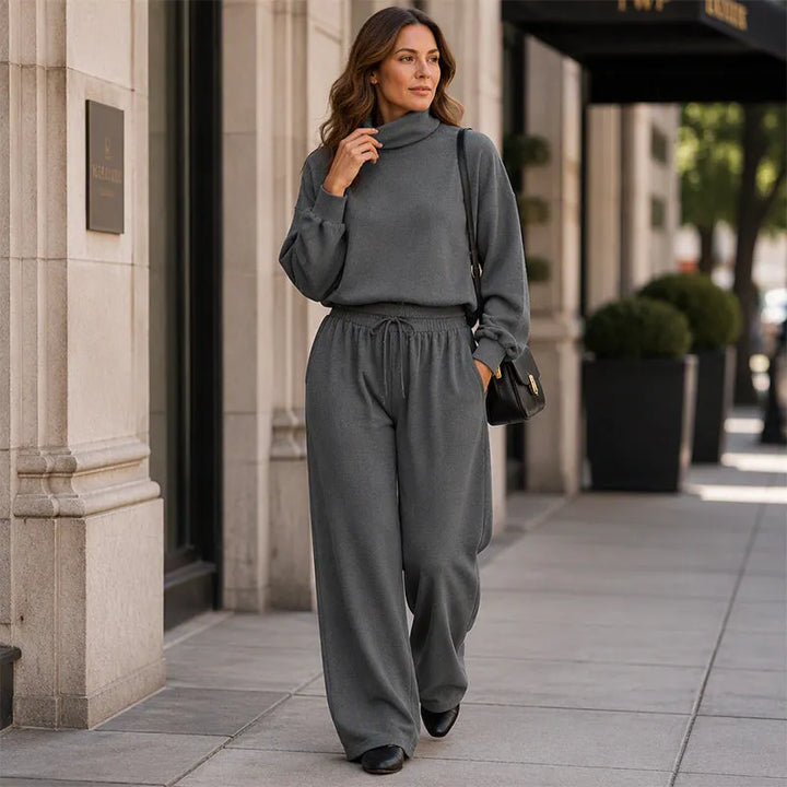 Ensemble 2 Pièces Col Roulé Et Pantalon Large Femme