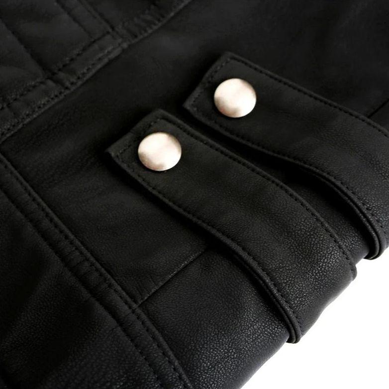 Veste En Cuir Style Motard Homme