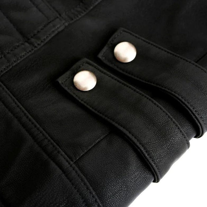 Veste En Cuir Style Motard Homme