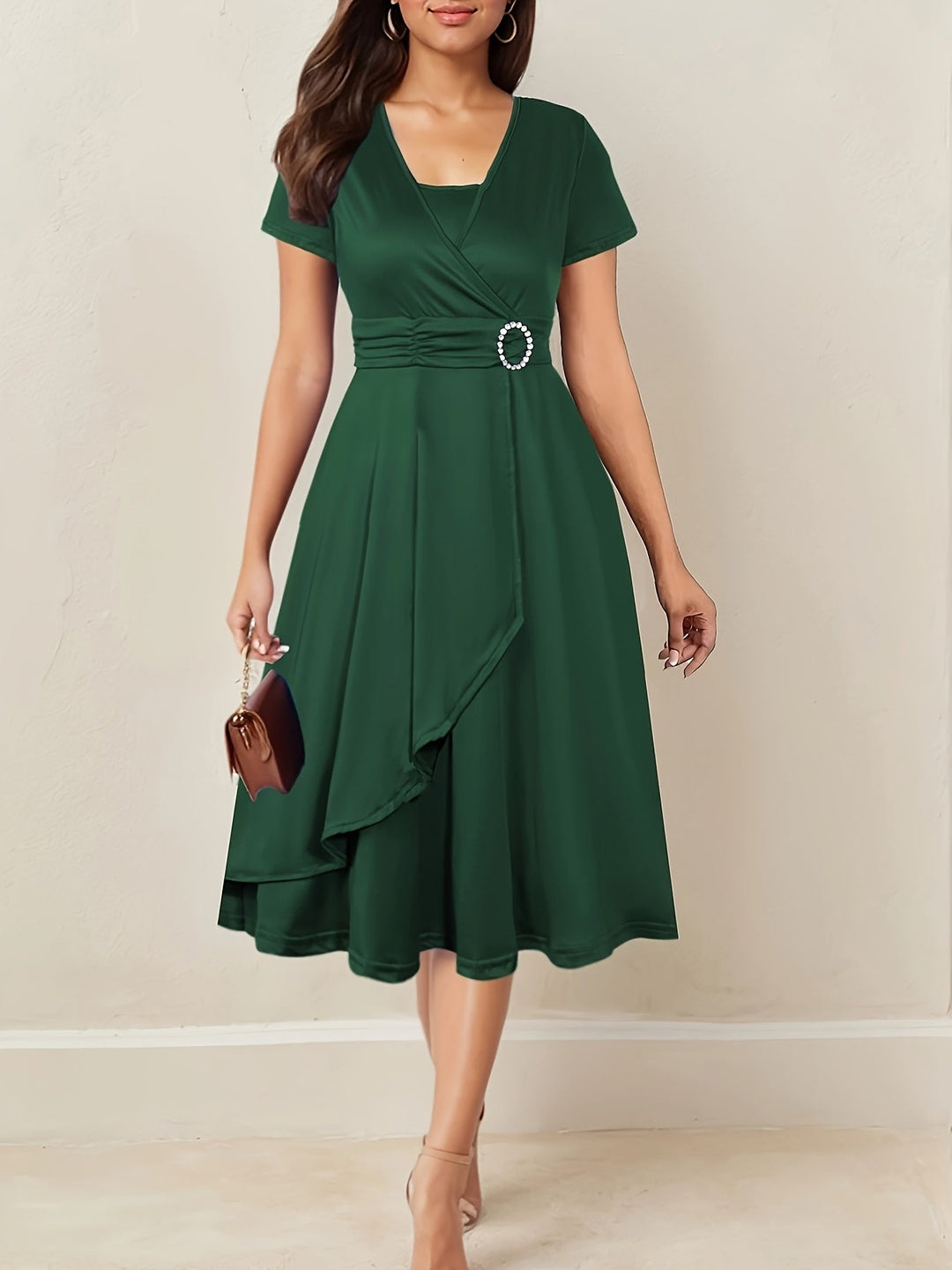 Robe Midi Cache-Cœur Ceinturée Femme