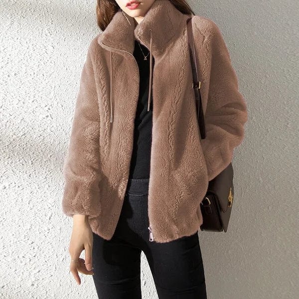 Veste Courte Zippée À Col Montant Femme