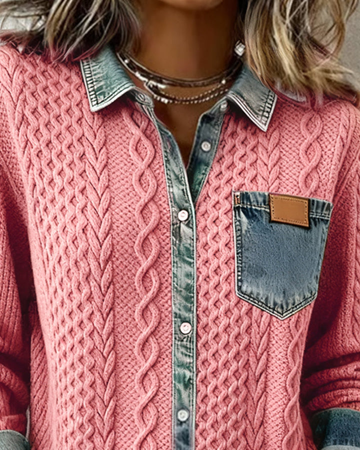 Chemise En Maille À Motifs Torsadés Femme