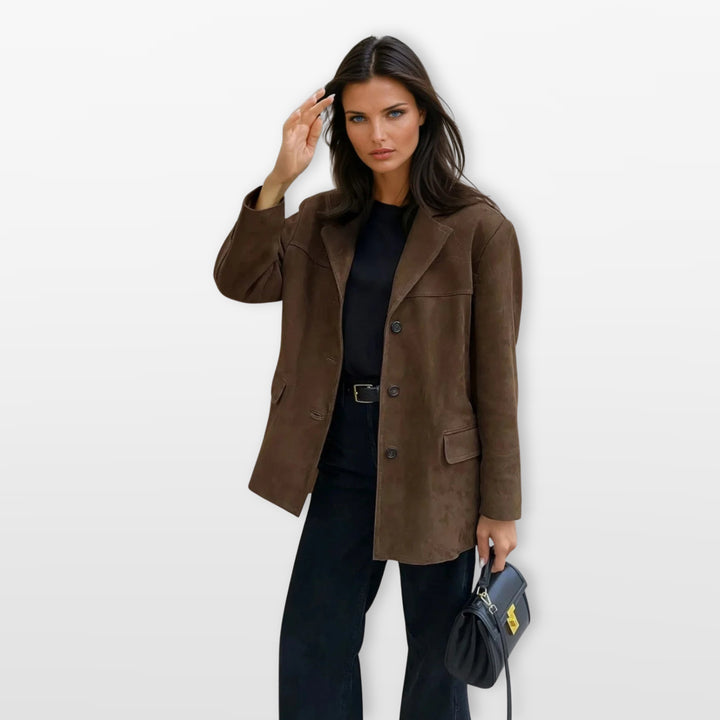 Blazer Suédine Coupe Ample Élégant Femme